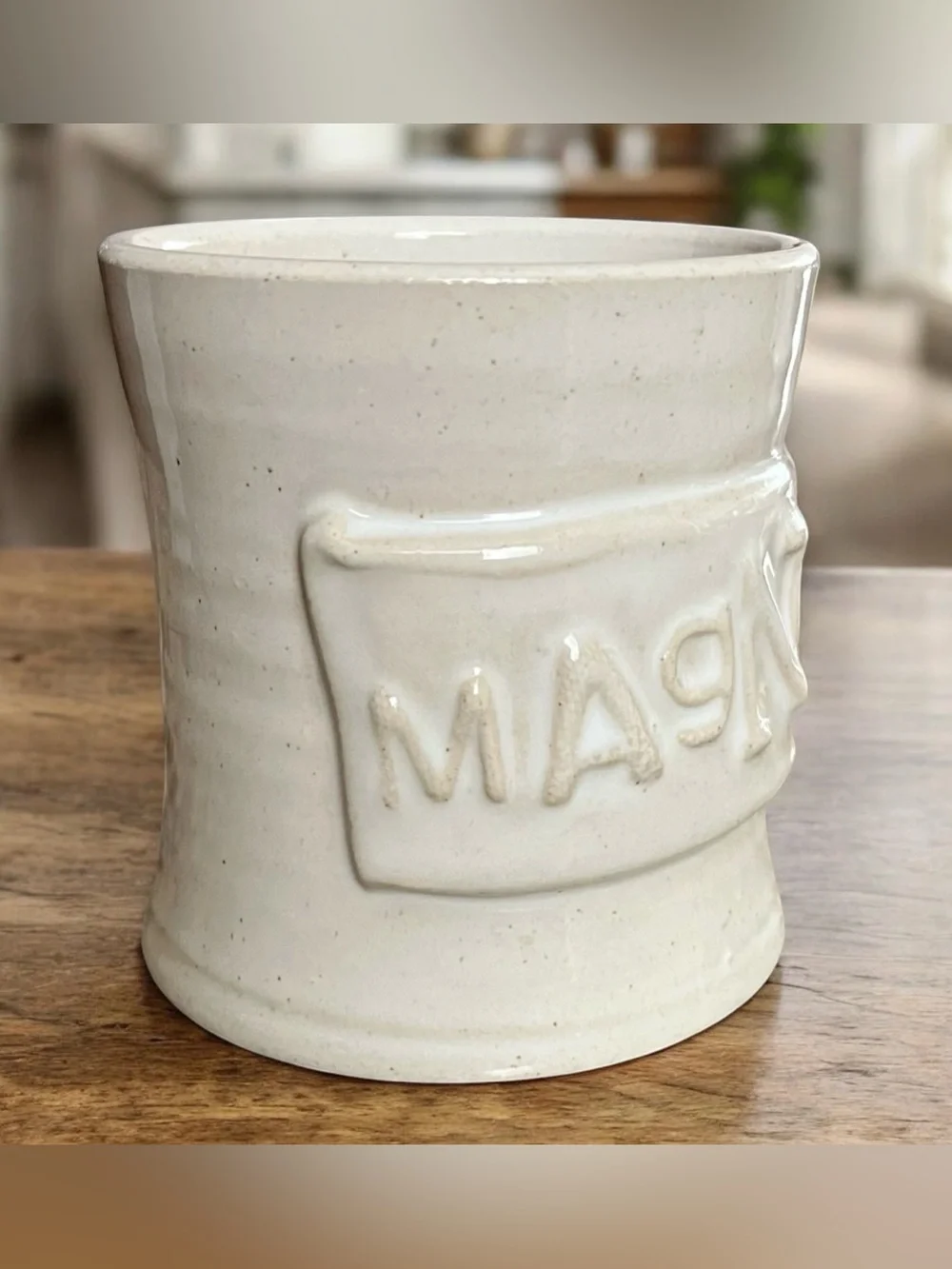 Magnolia Coffee Mug 3D Raised Lettering Textured Rustic